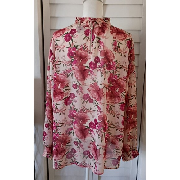 Torrid Smocked Mock Neck Long Sleeve Chiffon Floral Blouse 2X - Picture 5 of 8